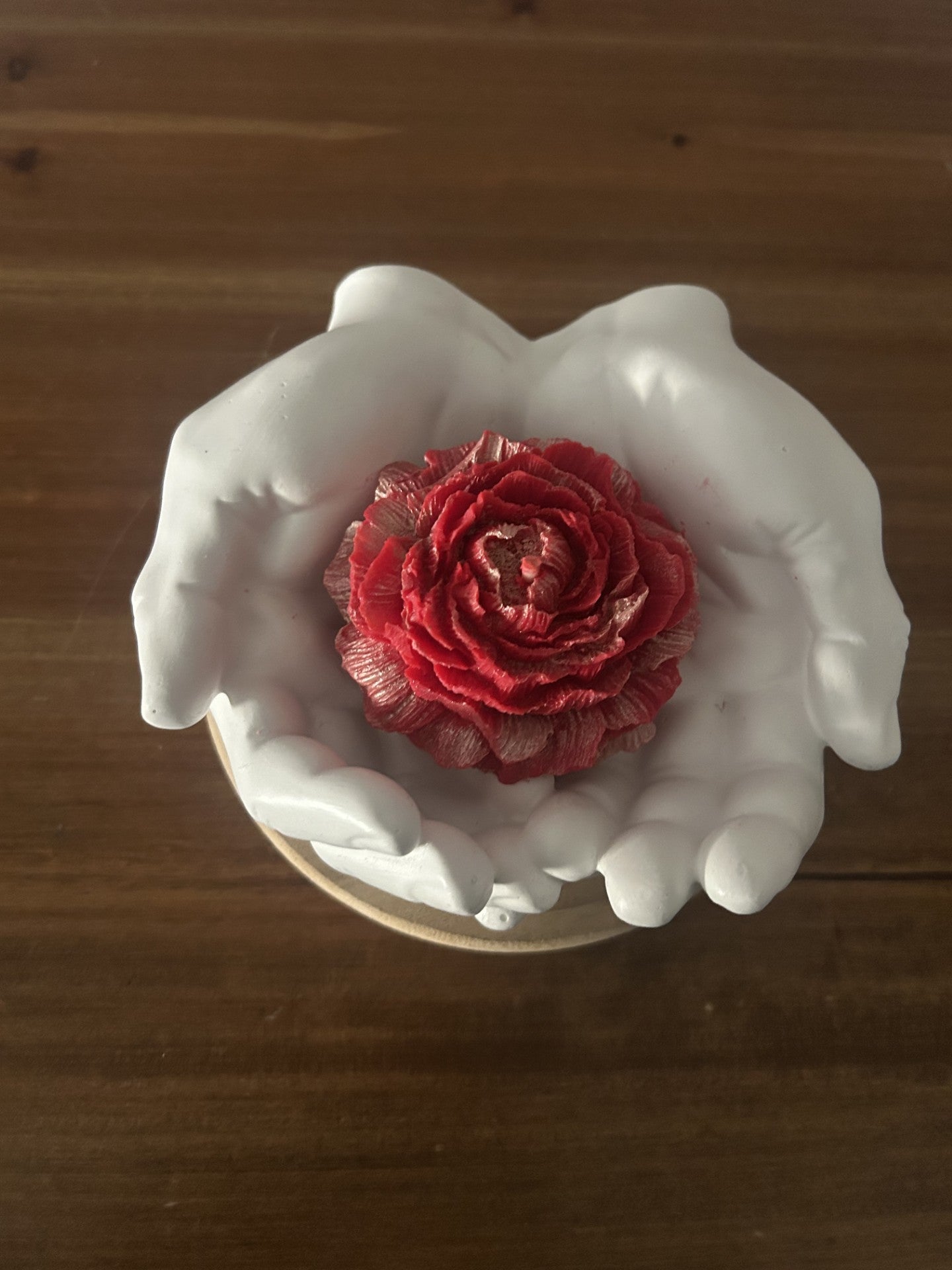 main qui tient rose